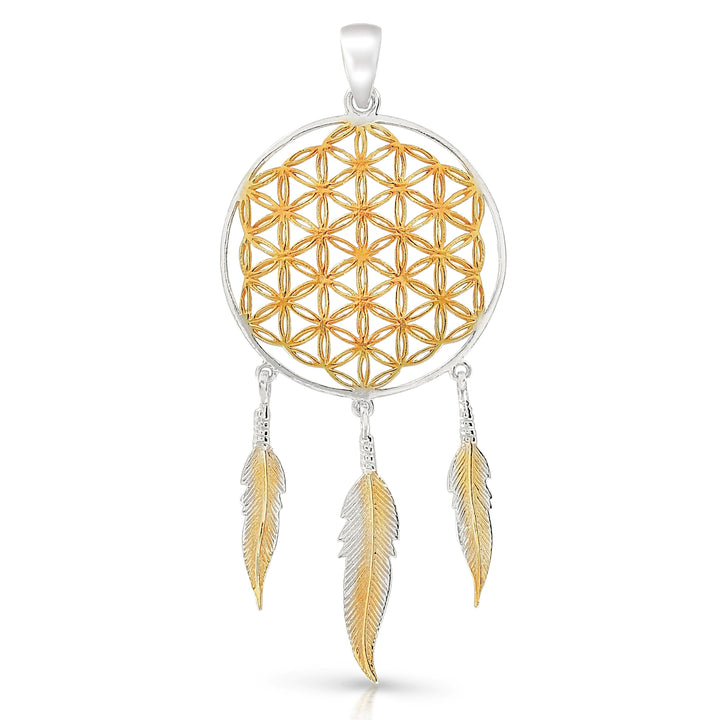 The Flower Of Life Dreamcatchter Pendant (Gold Plate)