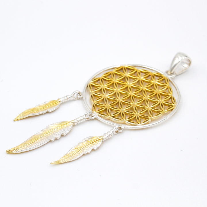 The Flower Of Life Dreamcatchter Pendant (Gold Plate)