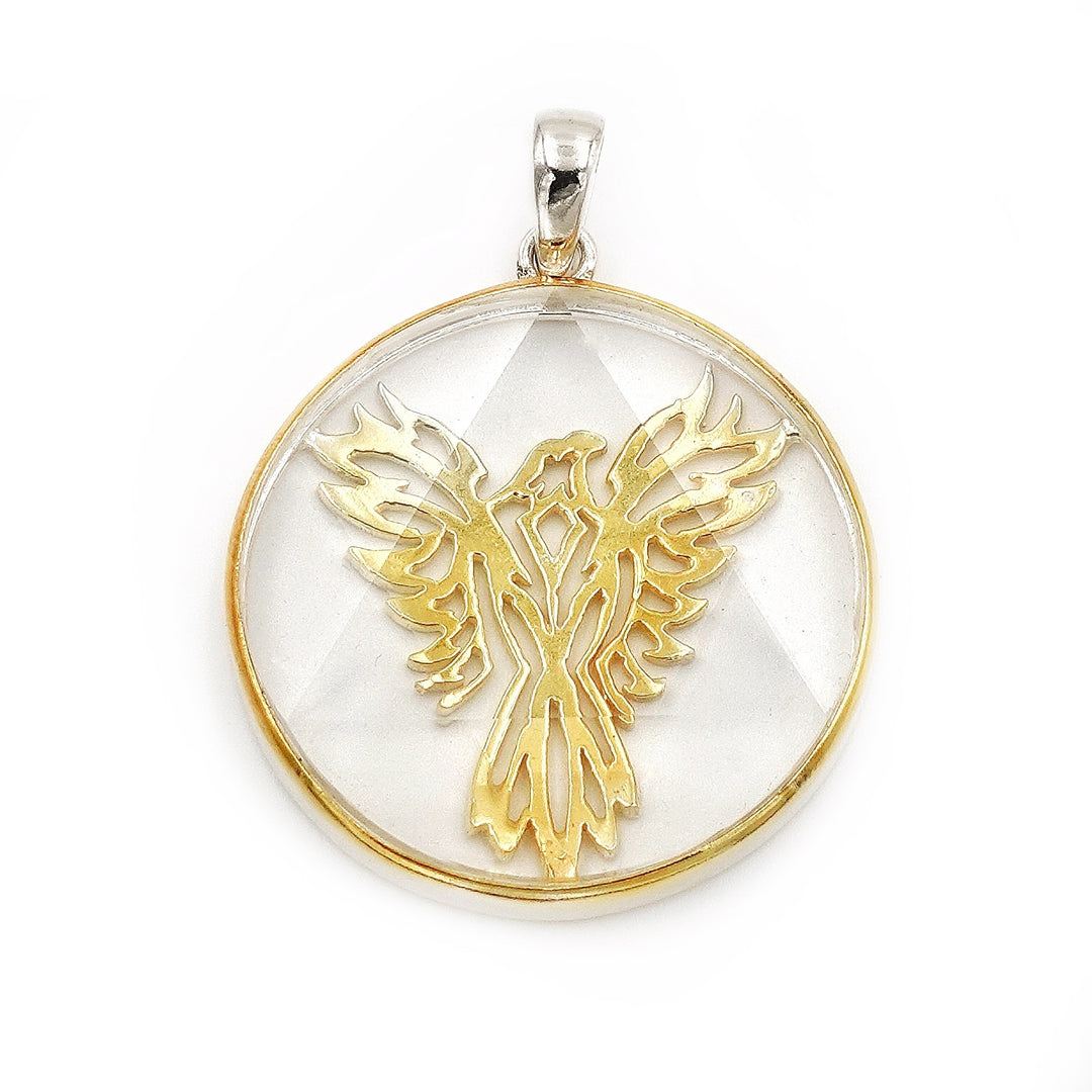 Phoenix Pendant with Quartz Merkabah