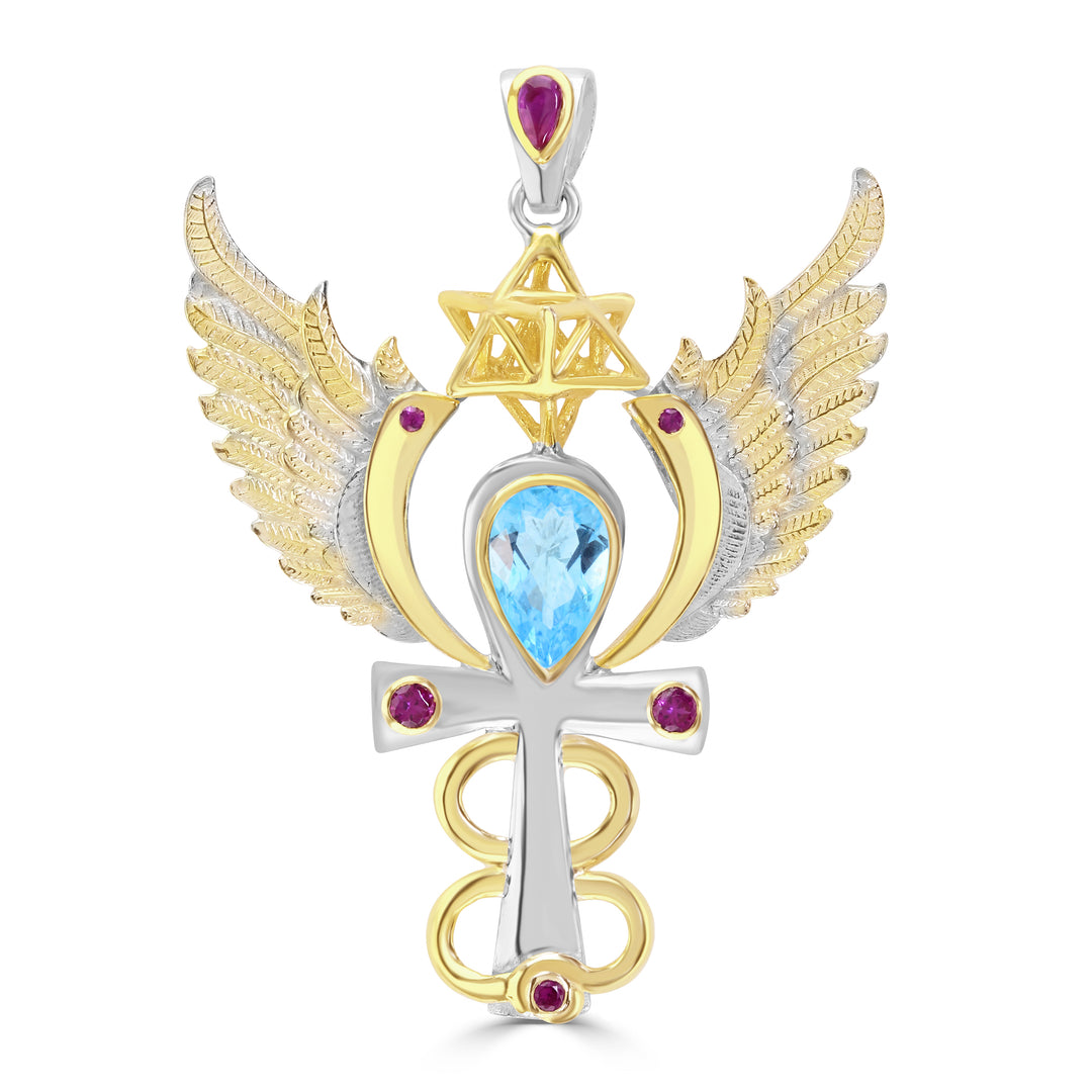 	Egyptian Fire Pendant with Blue Topaz