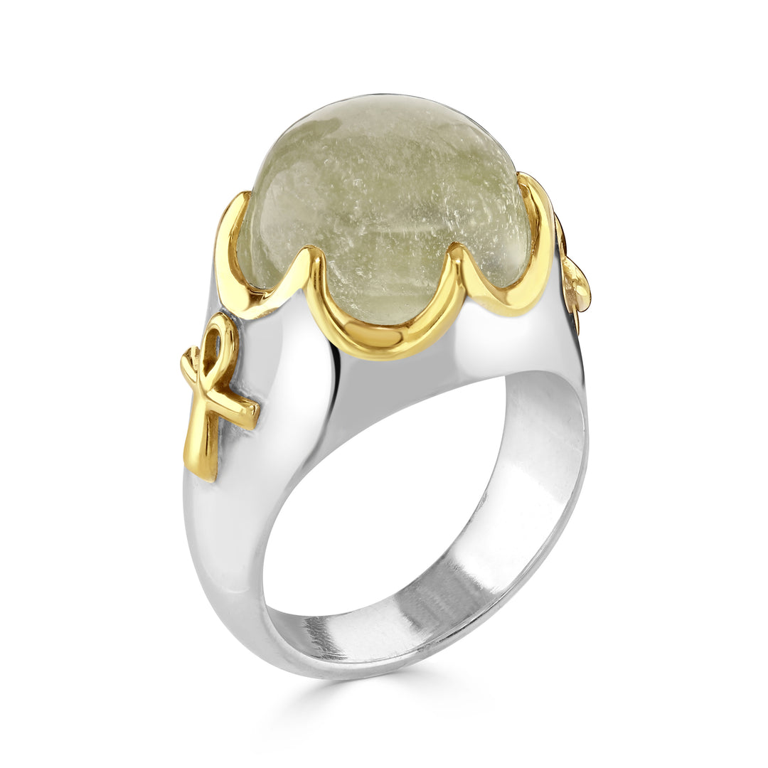 Gold Tektite Osiris Ring