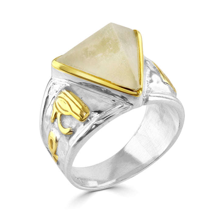 Gold Tektite Pyramid Ring