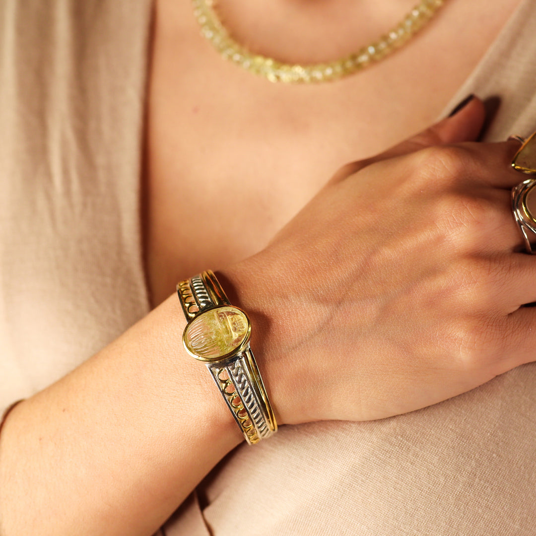 Golden Tektite Scarab Bracelet