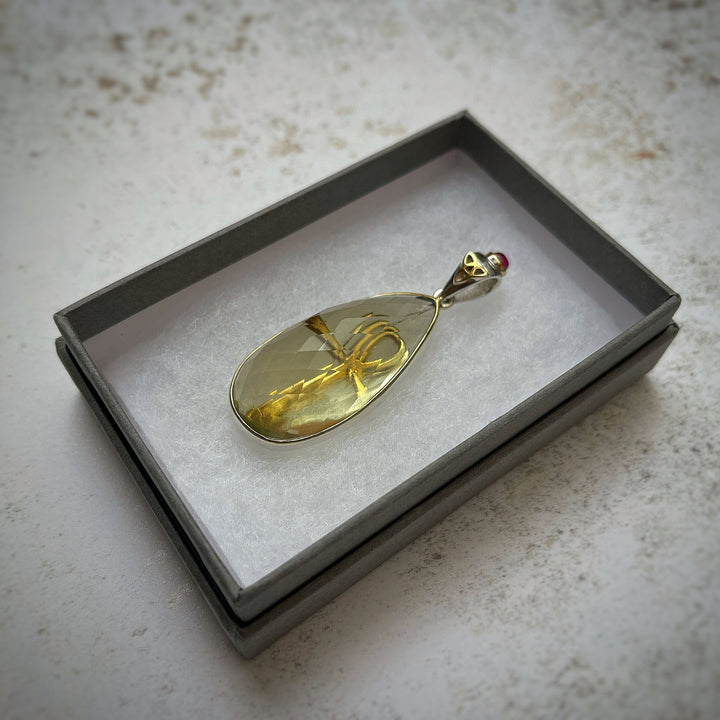 Deluxe AAA Golden Tektite Drop With Ankh