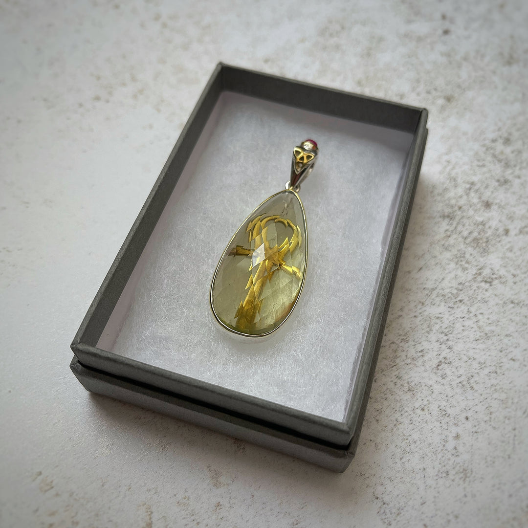 Deluxe AAA Golden Tektite Drop With Ankh