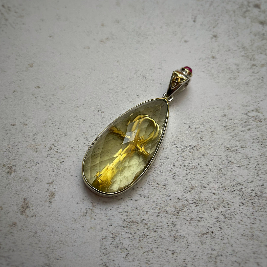 Deluxe AAA Golden Tektite Drop With Ankh