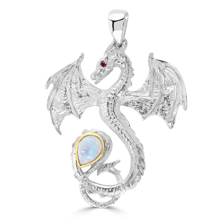 Gem Dragon Pendant with Moonstone