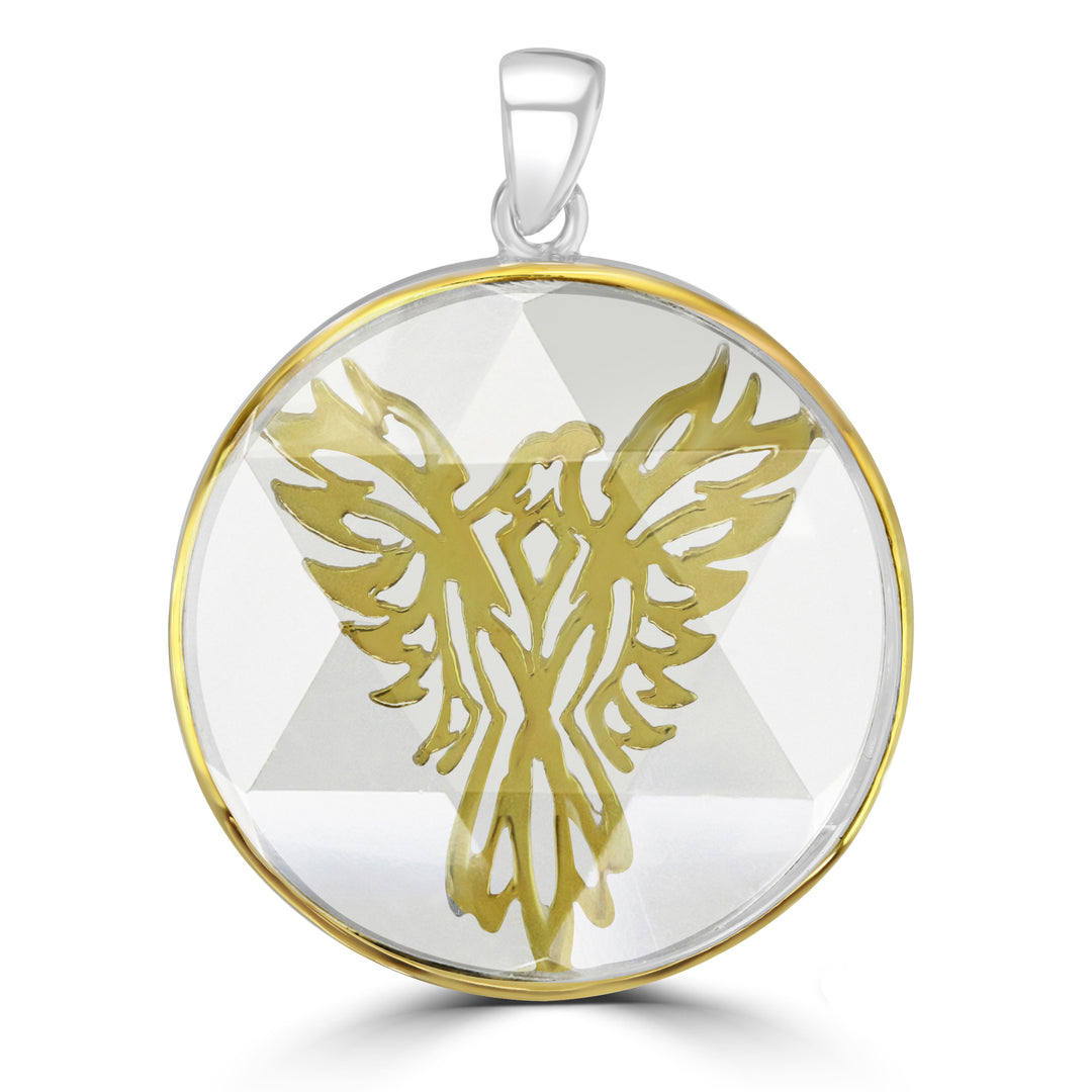 Phoenix Pendant with Quartz Merkabah