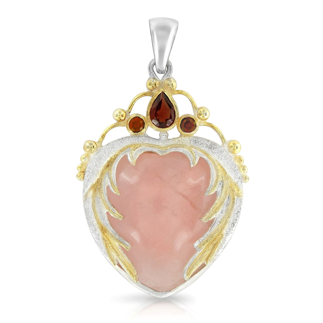 Rose Quartz Angel Heart Pendant