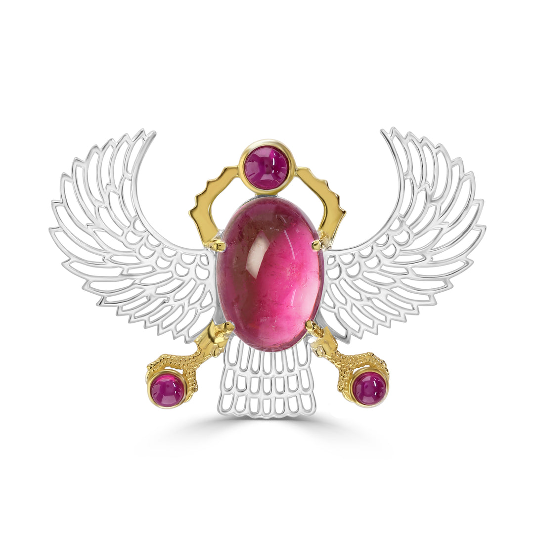 Pink Tourmaline Winged Scarab Pendant