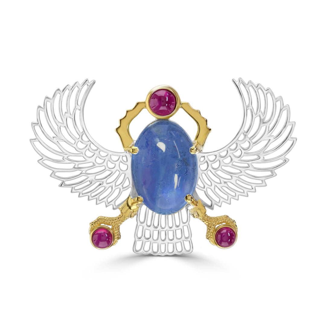 Iolite Winged Scarab Pendant