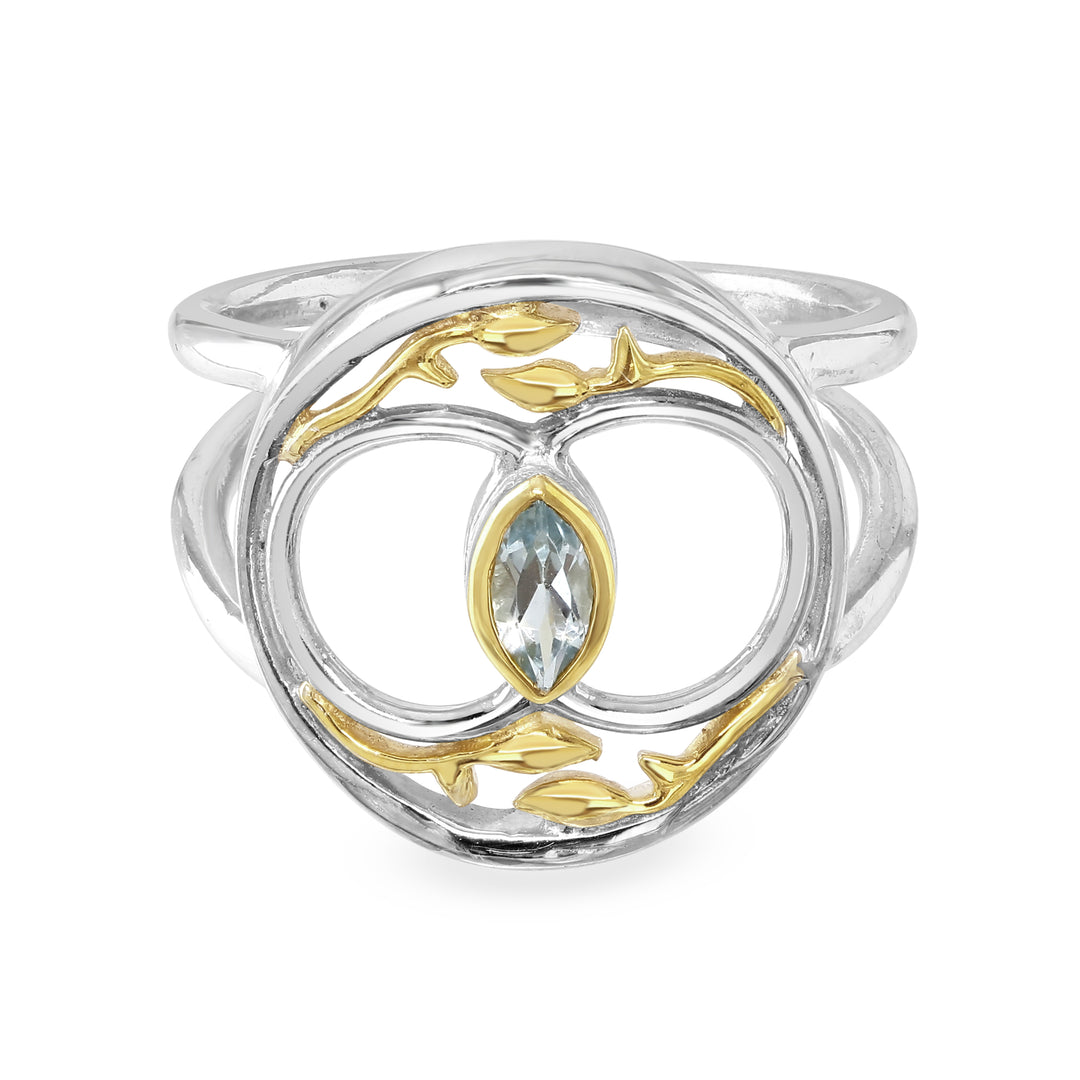 Blue Topaz Marquise Vesica Ring