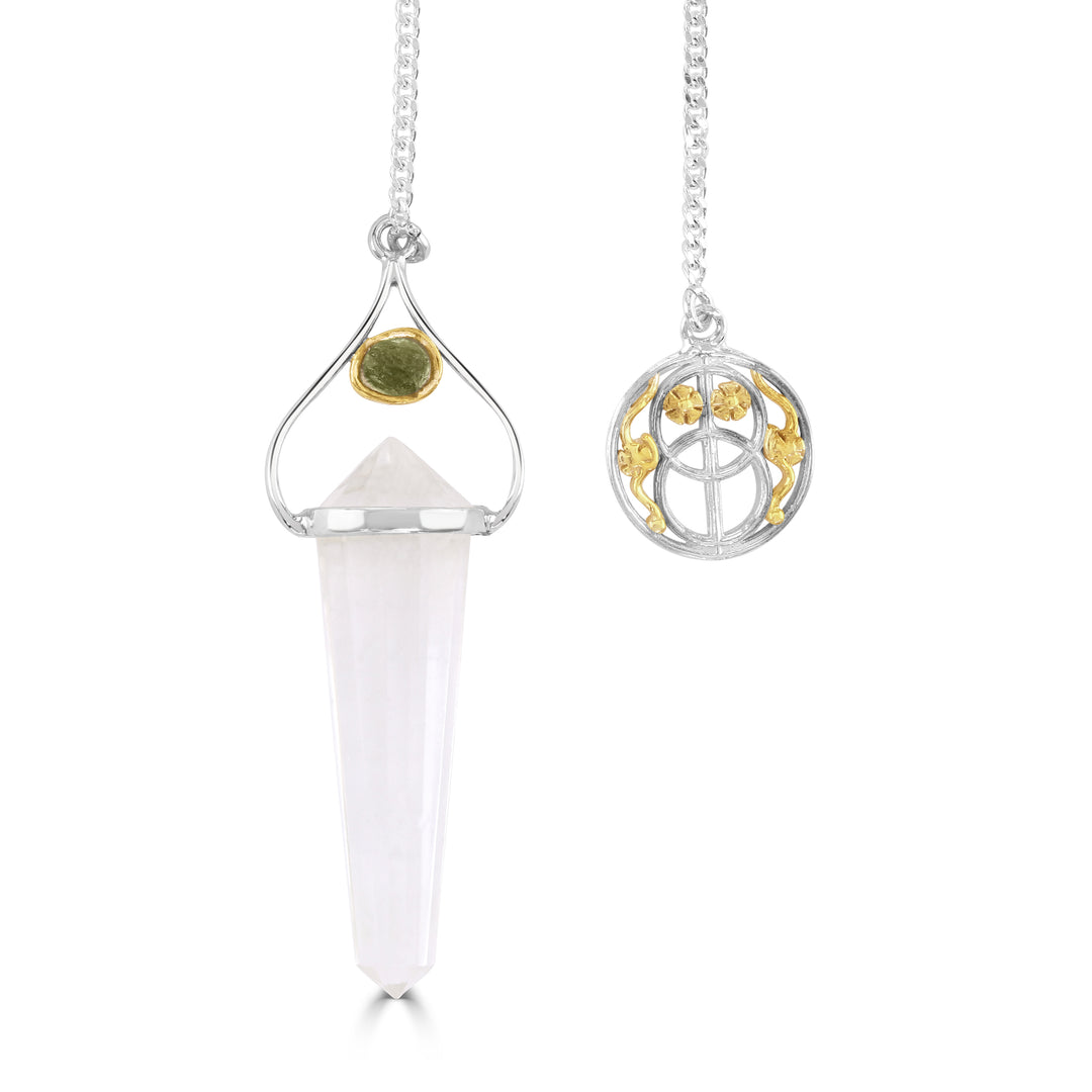 Vogel Quartz Pendulum with Moldavite