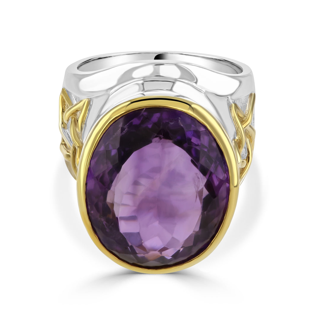 Faceted Amethyst Pentacle Ring